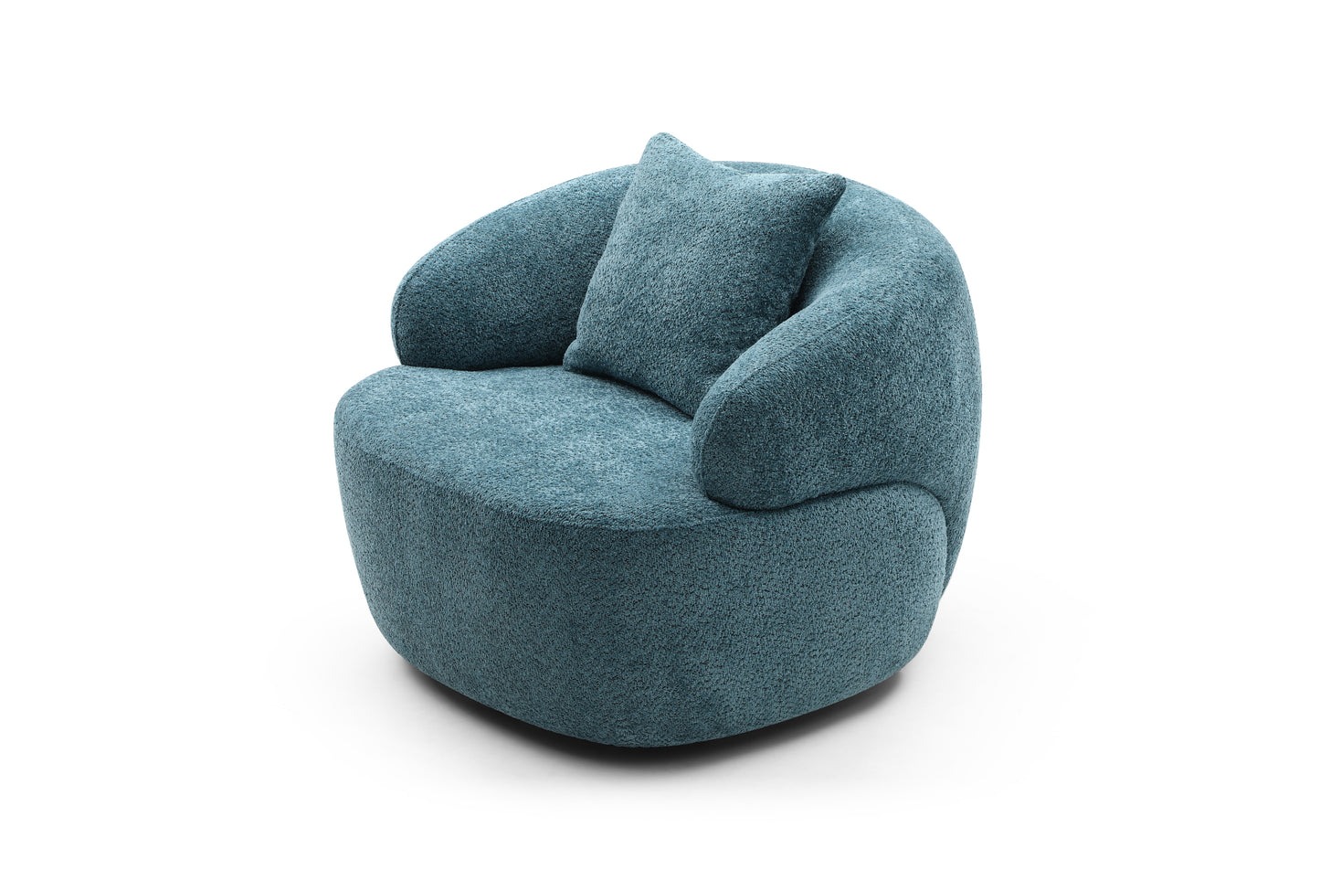 360° Swivel Barrel Mid-Century Modern Curved Chair, Boucle Blue