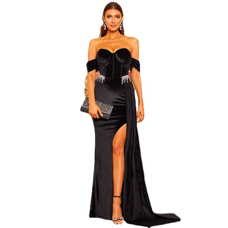 Valarie Velvet Strapless Dress Long Evening Gown