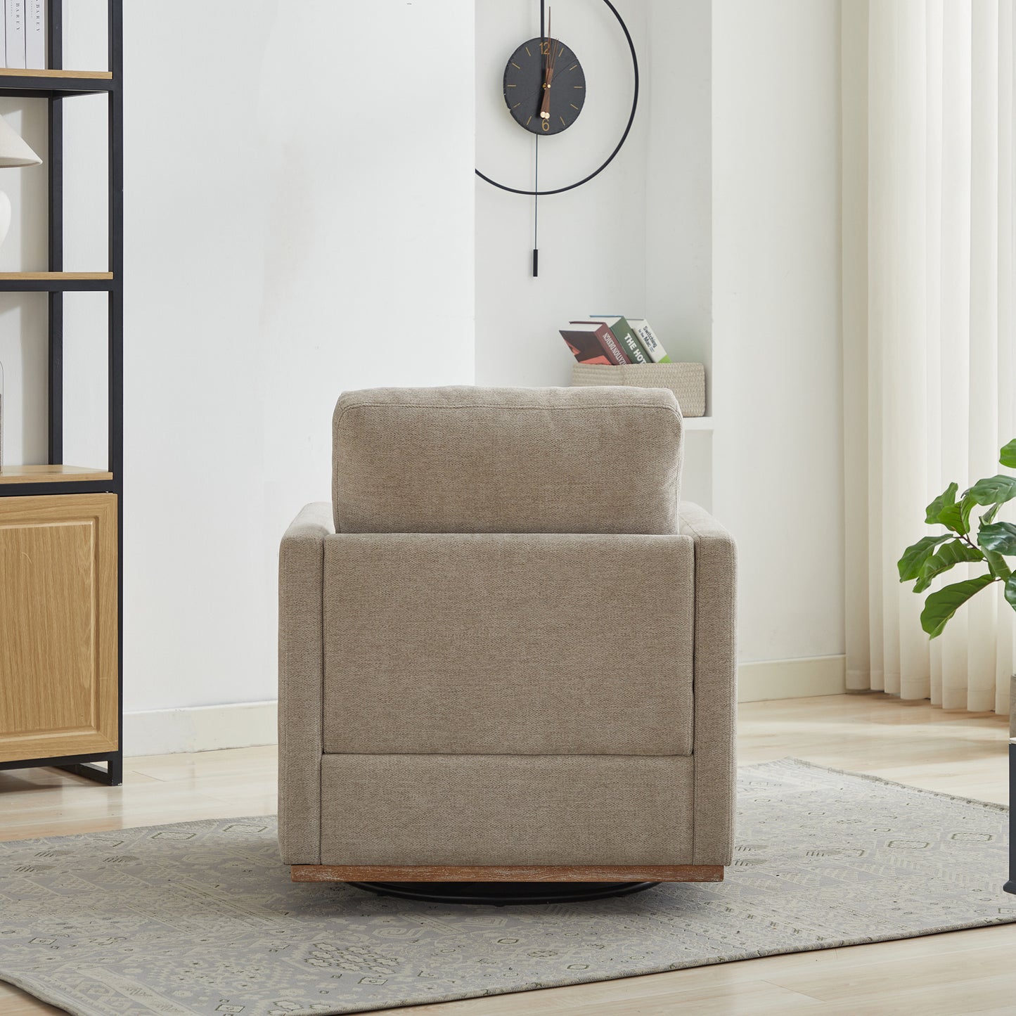 Taupe 360 Degree Rotating Square Upholstered Accent Chair - 30.7"W
