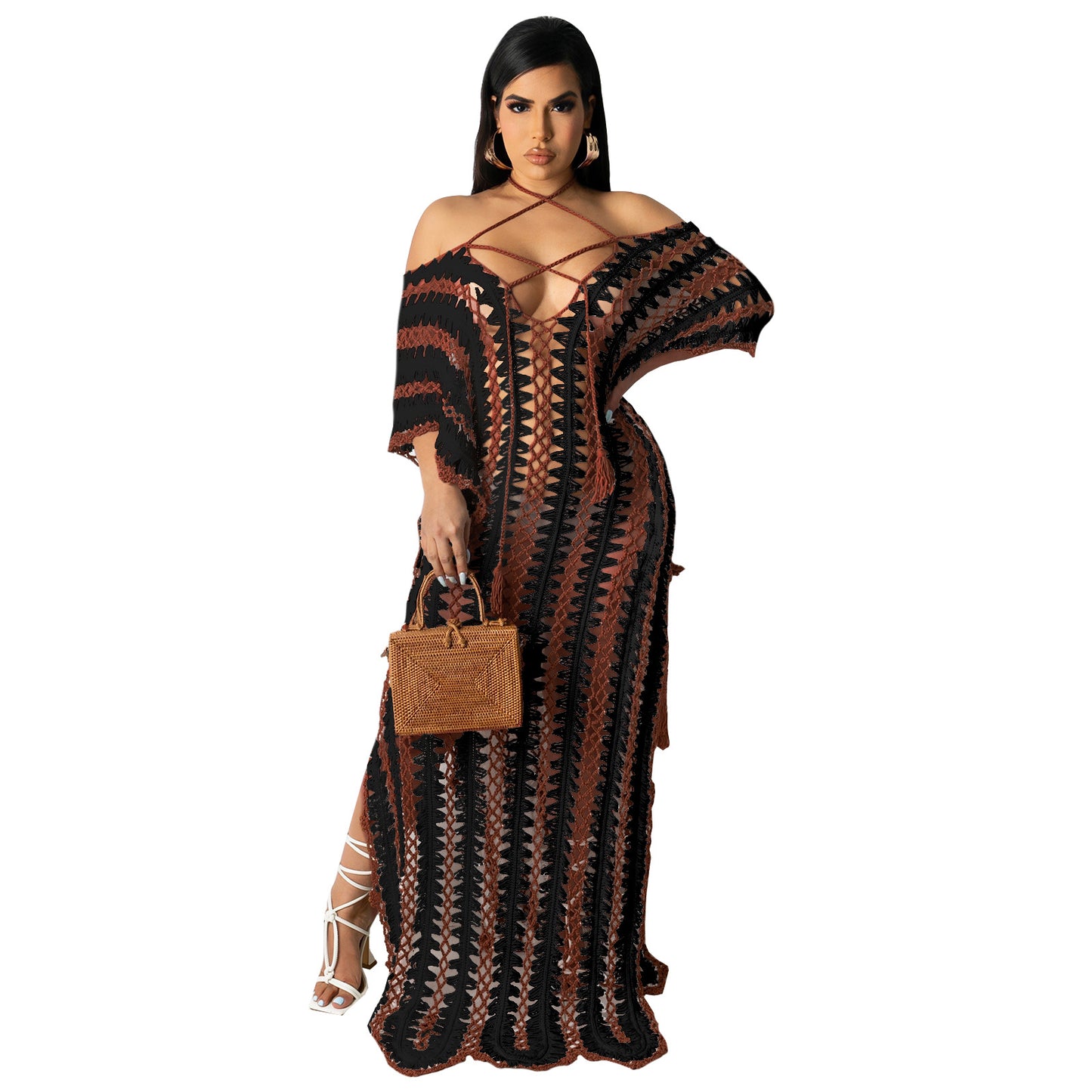 Strand-Bohemian-Häkelkleid zum Überziehen
