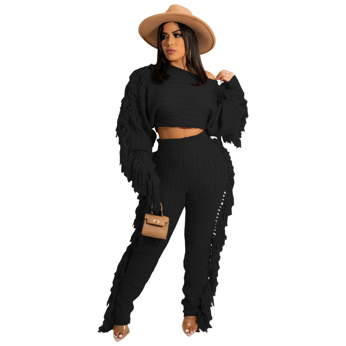 Tassel Long Sleeve Sweater 2 Piece Set