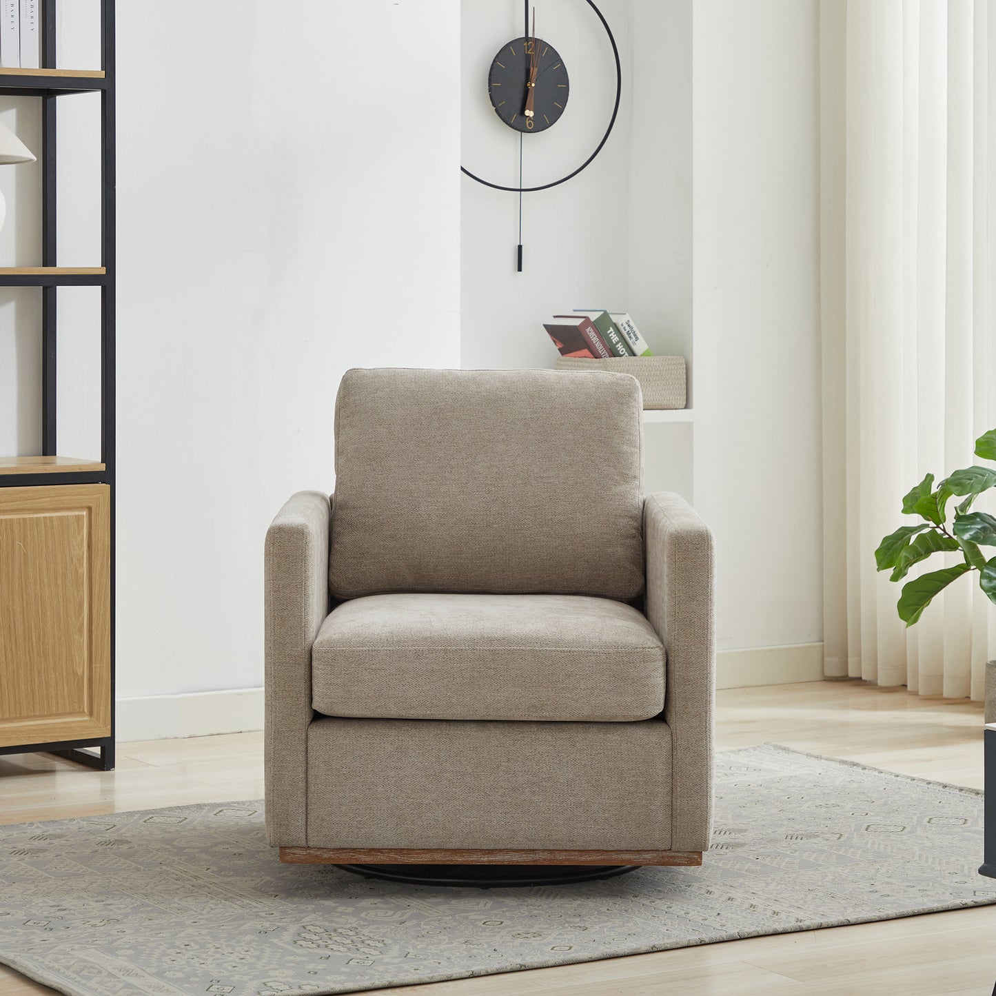 Taupe 360 Degree Rotating Square Upholstered Accent Chair - 30.7"W