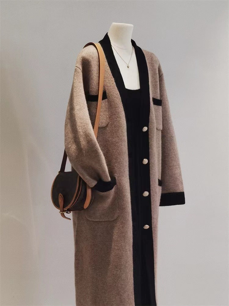 Long Knitted Button-up Cardigan Sweater