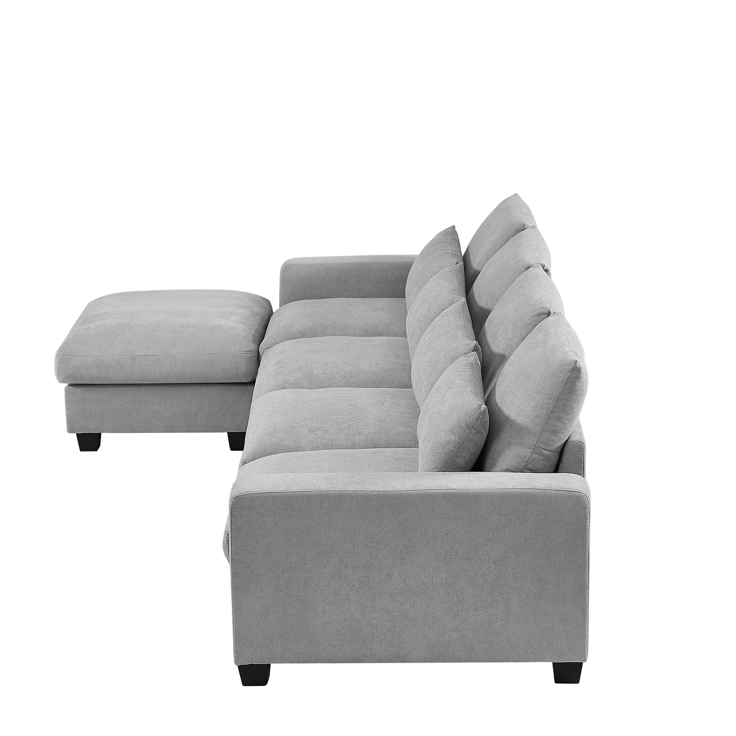 Light Grey Modern Large L-Shape Sectional Sofa, Convertible Sofa Couch with Reversible Chaise for Living Room