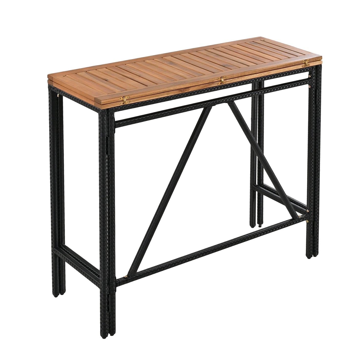 10-teiliger Outdoor-Bartisch aus Akazienholz mit acht gepolsterten Hockern, braun