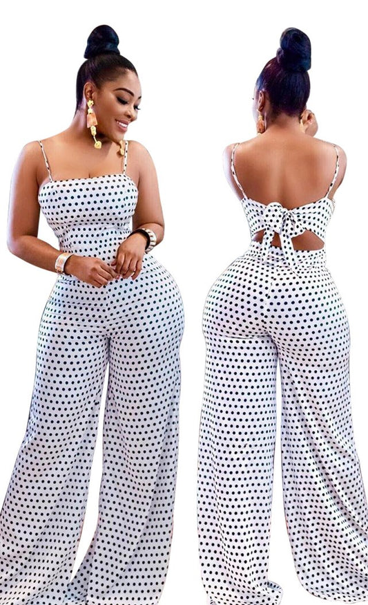 Tie-Back Polka Dot Jumpsuit