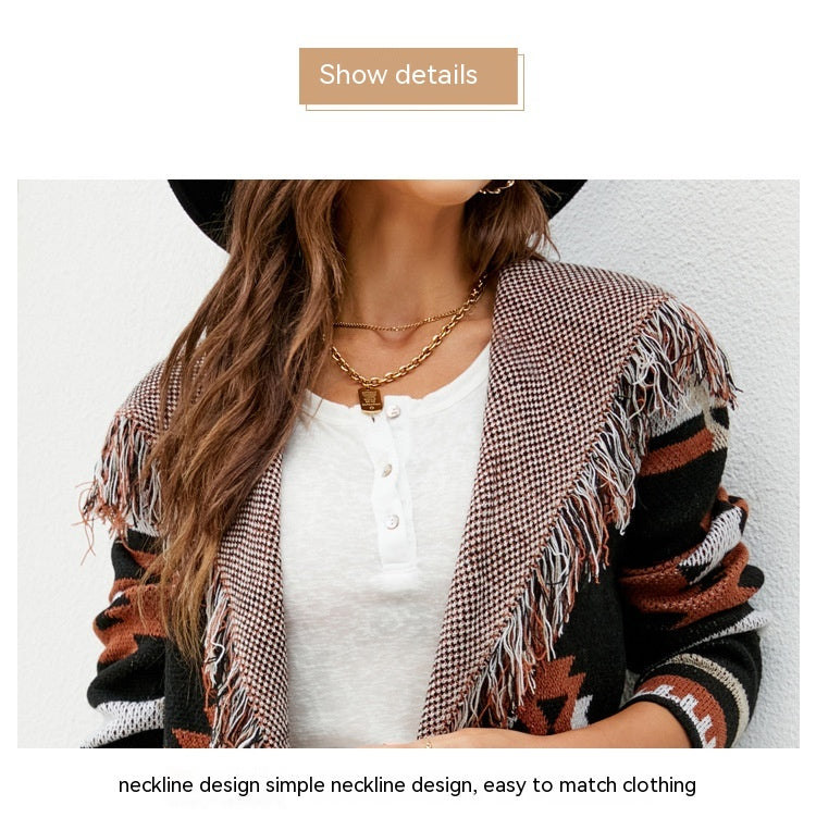 Navajo Tassel Cardigan Sweater