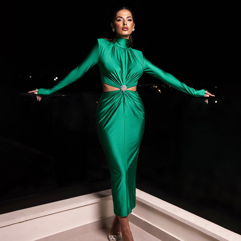 Heidi High Sheen Turtleneck Dress