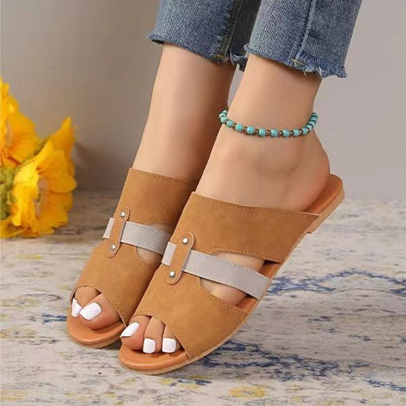 Anna Flat Color Block Sandals