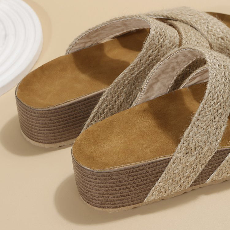 Woven Cross-strap Platform Summer Sandals ( 5 Colors)