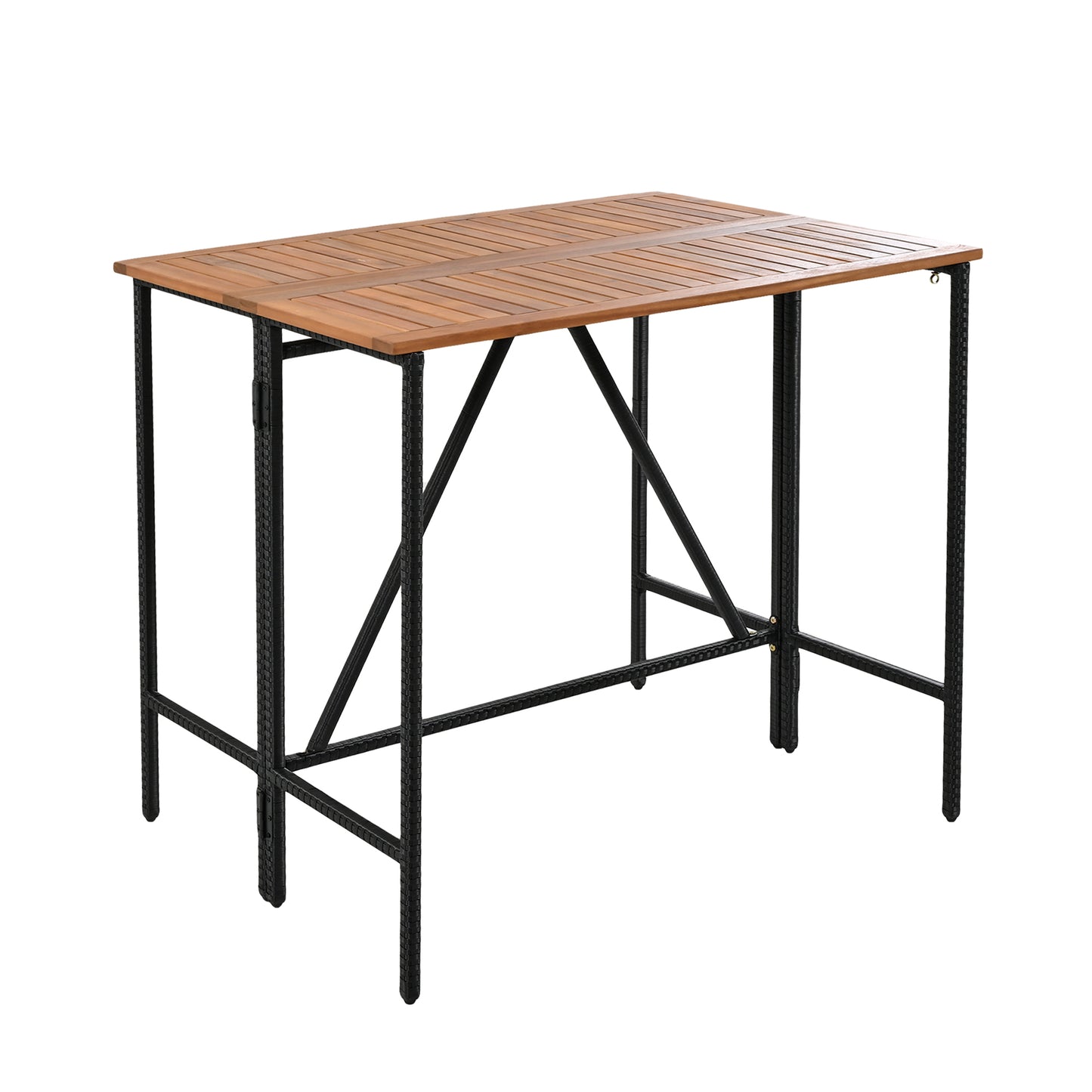 10-teiliger Outdoor-Bartisch aus Akazienholz mit acht gepolsterten Hockern, braun