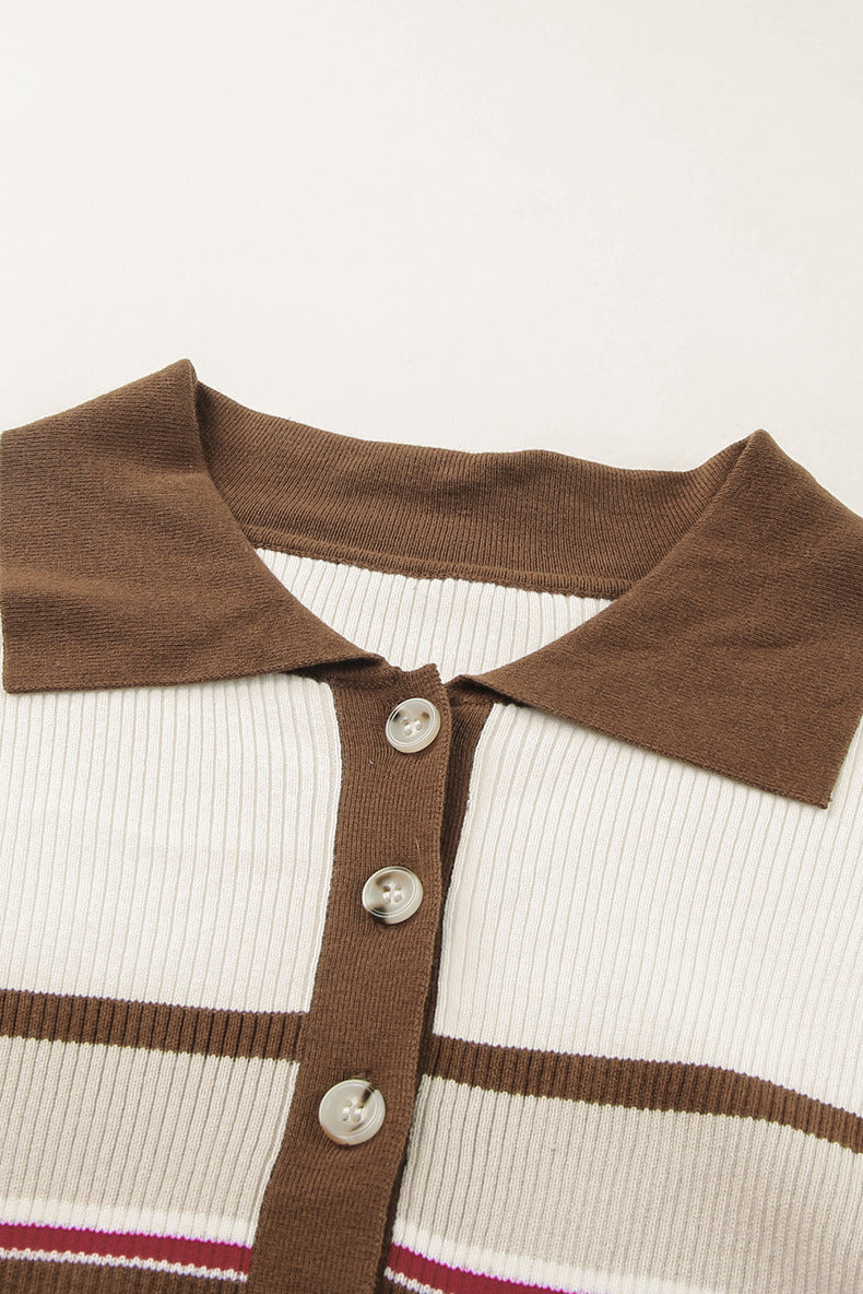 Casual Stripe Knitted Long-Sleeve Shirt