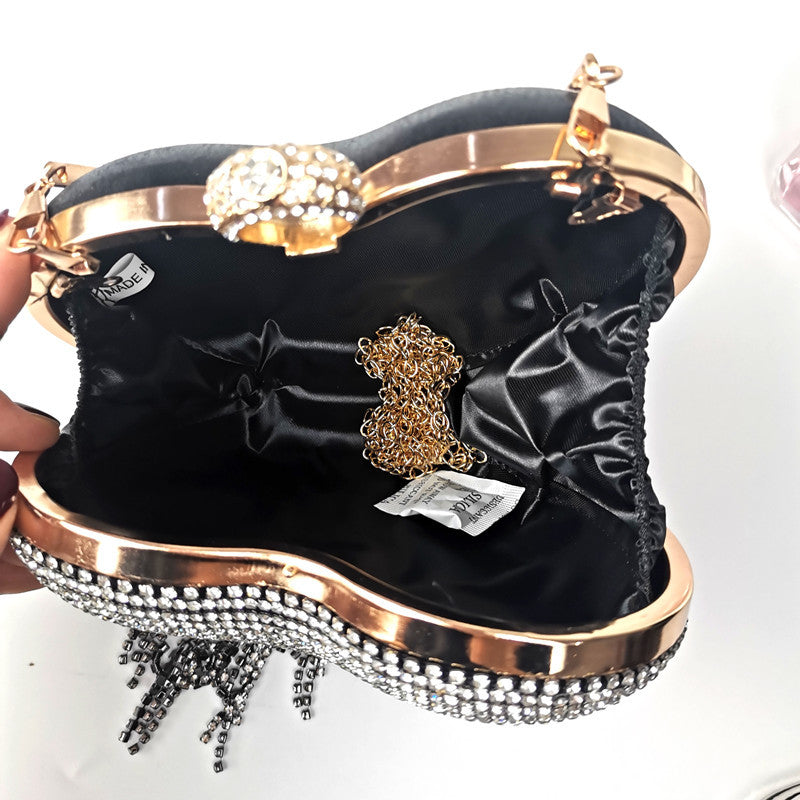 I-Heart Tassel Inlaid Rhinestone Purse