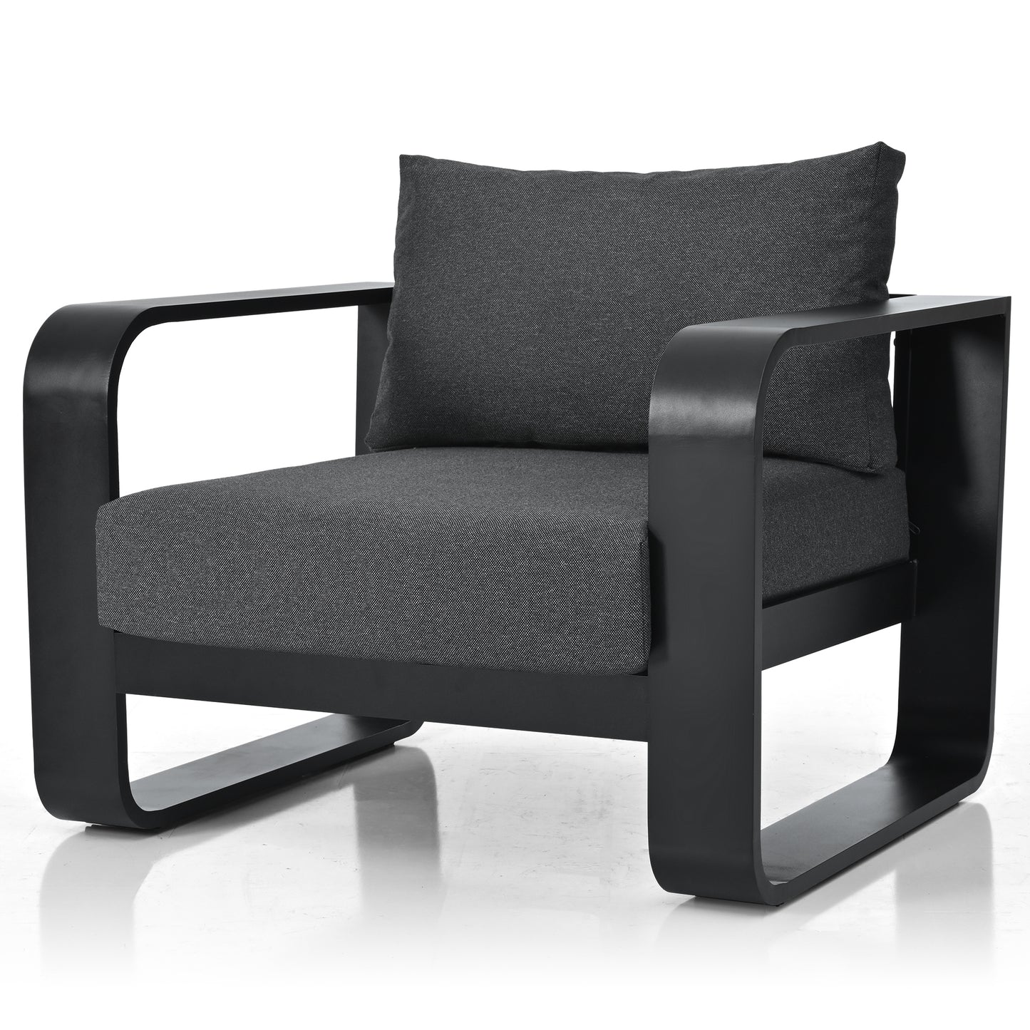 3-teiliges Terrassenmöbelset mit Aluminiumrahmen, 17 cm dickem Kissen und Couchtisch, wetterfestes Outdoor-Set