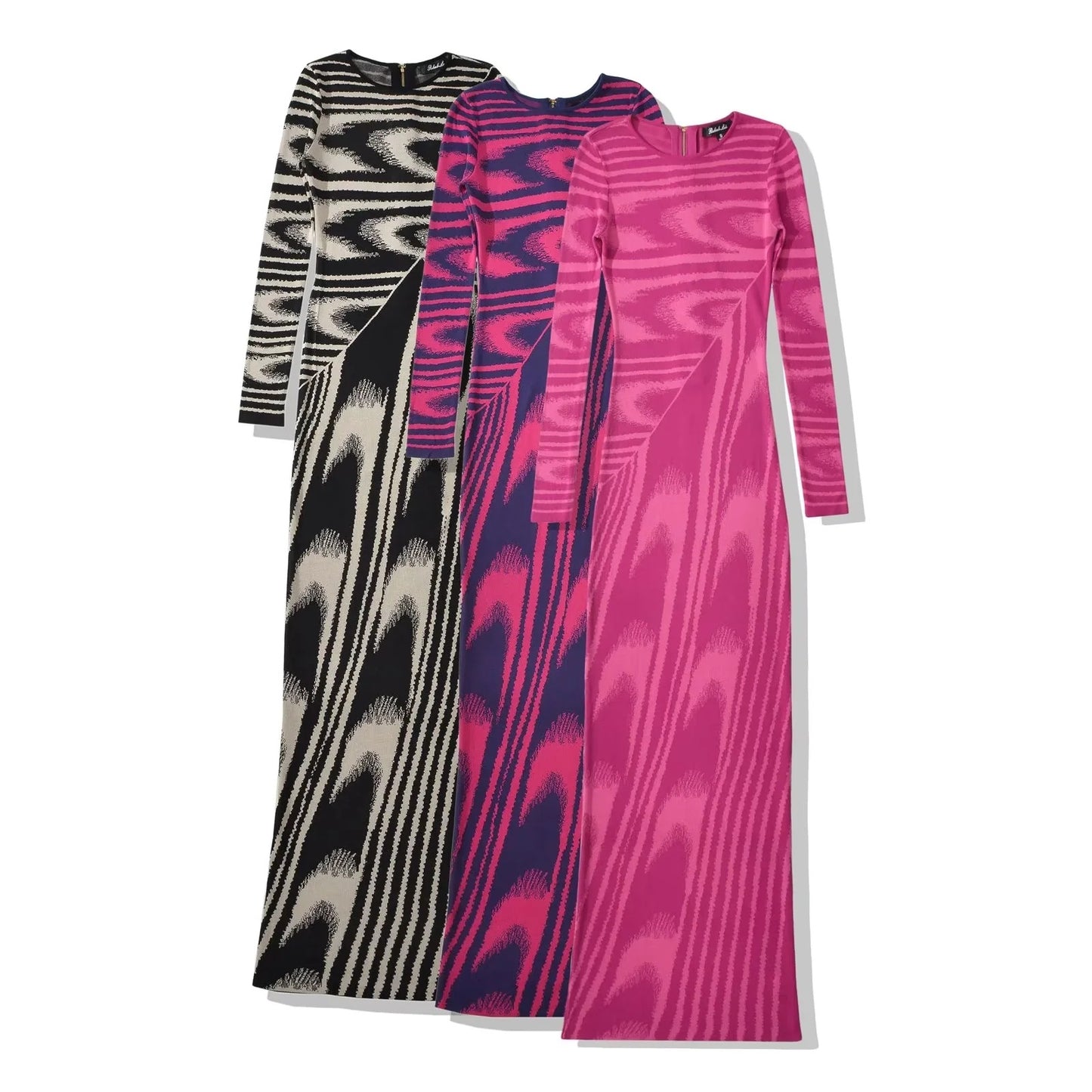 Abstract Half Zipper Knitted Dress
