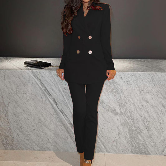 Women's Solid Color Two-piece Suit
