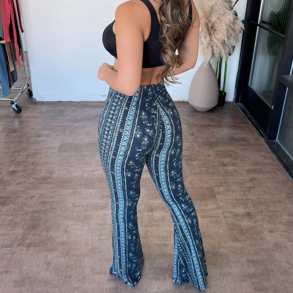 Slim Print Flare Bottom Pants (6 Colors)