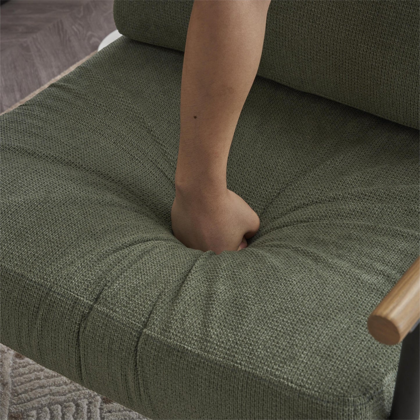 Moderner Mid-Century Loungesessel mit Stahlrahmen - Grün