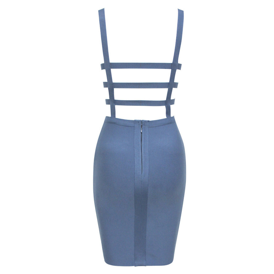 Vestido Bandage Azul-Gris