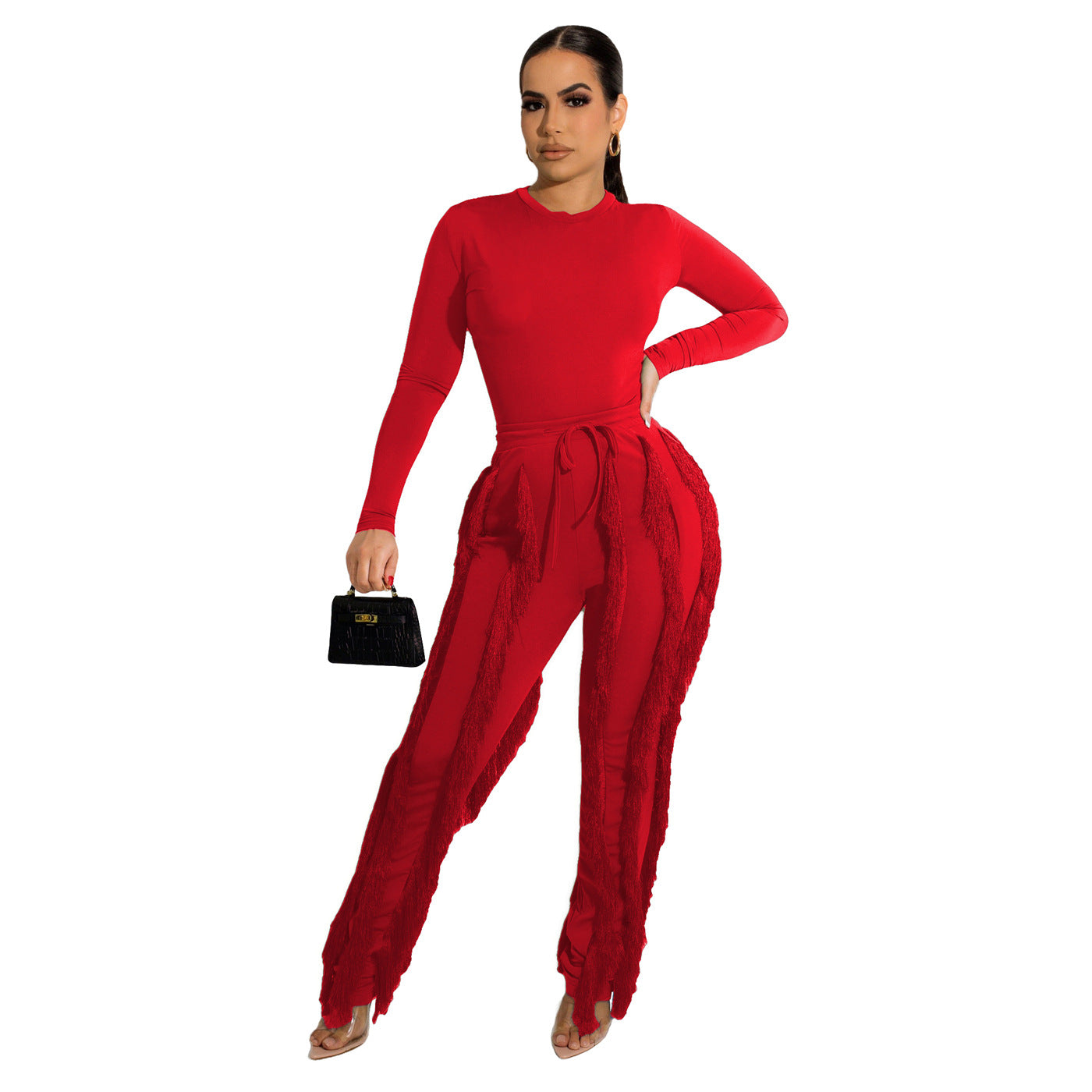 Tassel Two-piece Pants Outfit (8 Colors)