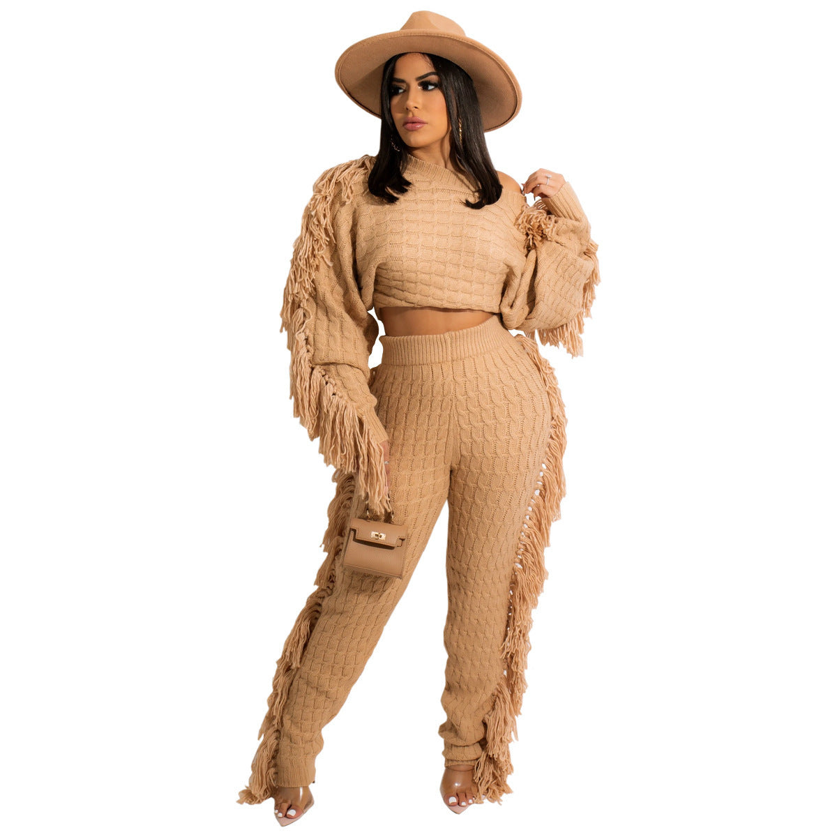 Tassel Long Sleeve Sweater 2 Piece Set