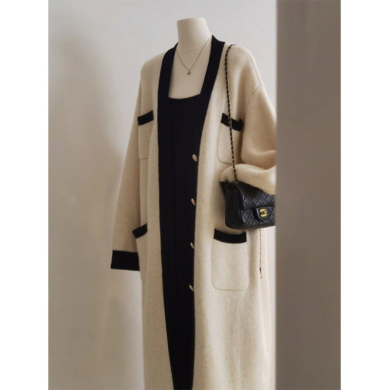 Long Knitted Button-up Cardigan Sweater