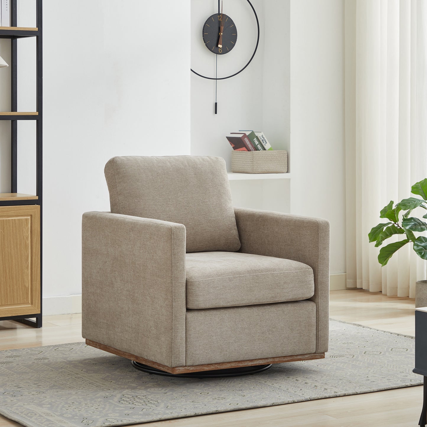 Taupe 360 Degree Rotating Square Upholstered Accent Chair - 30.7"W