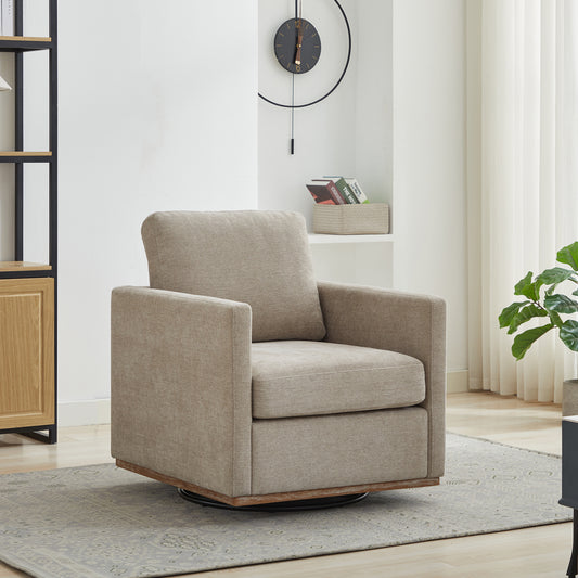 Taupe 360 Degree Rotating Square Upholstered Accent Chair - 30.7"W