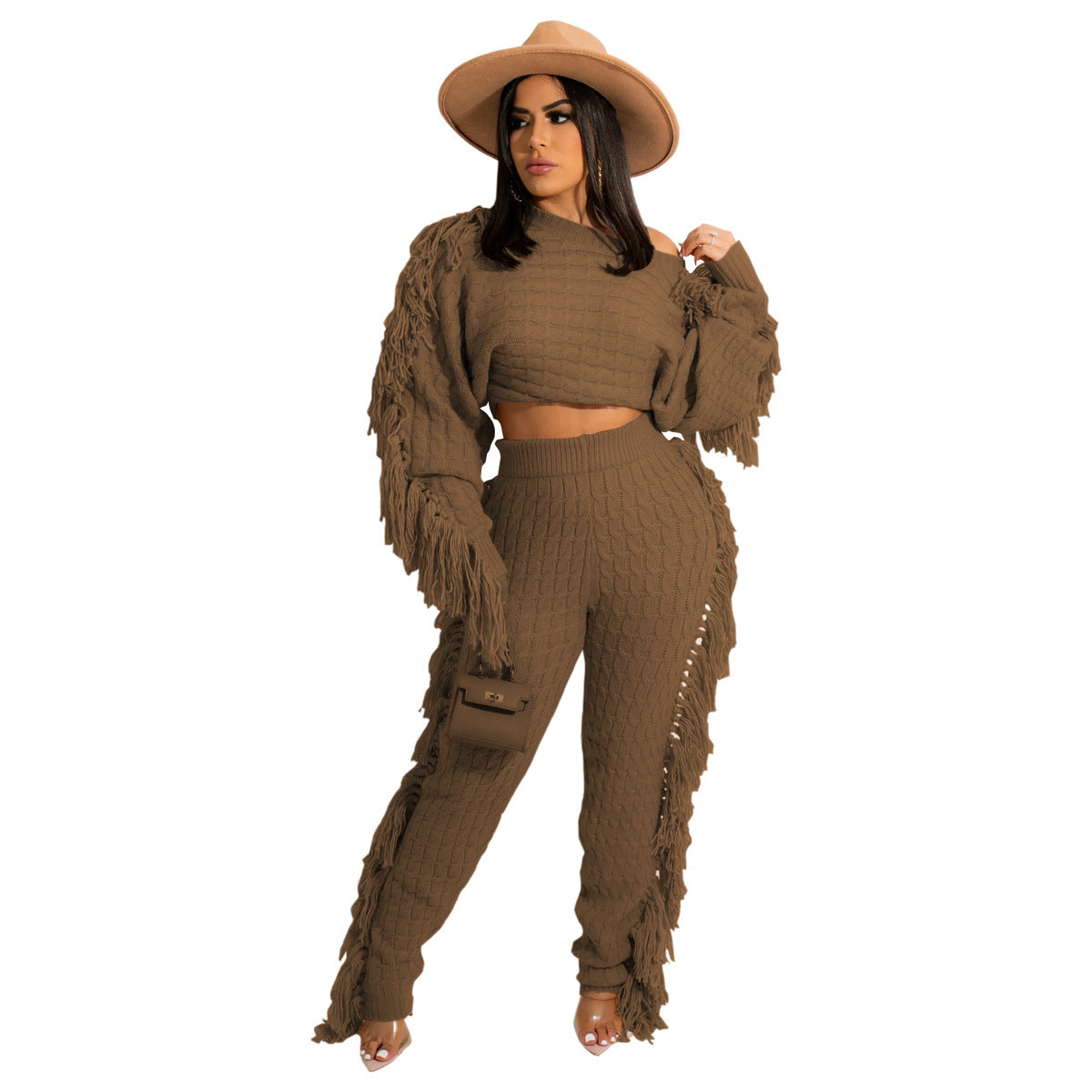 Tassel Long Sleeve Sweater 2 Piece Set