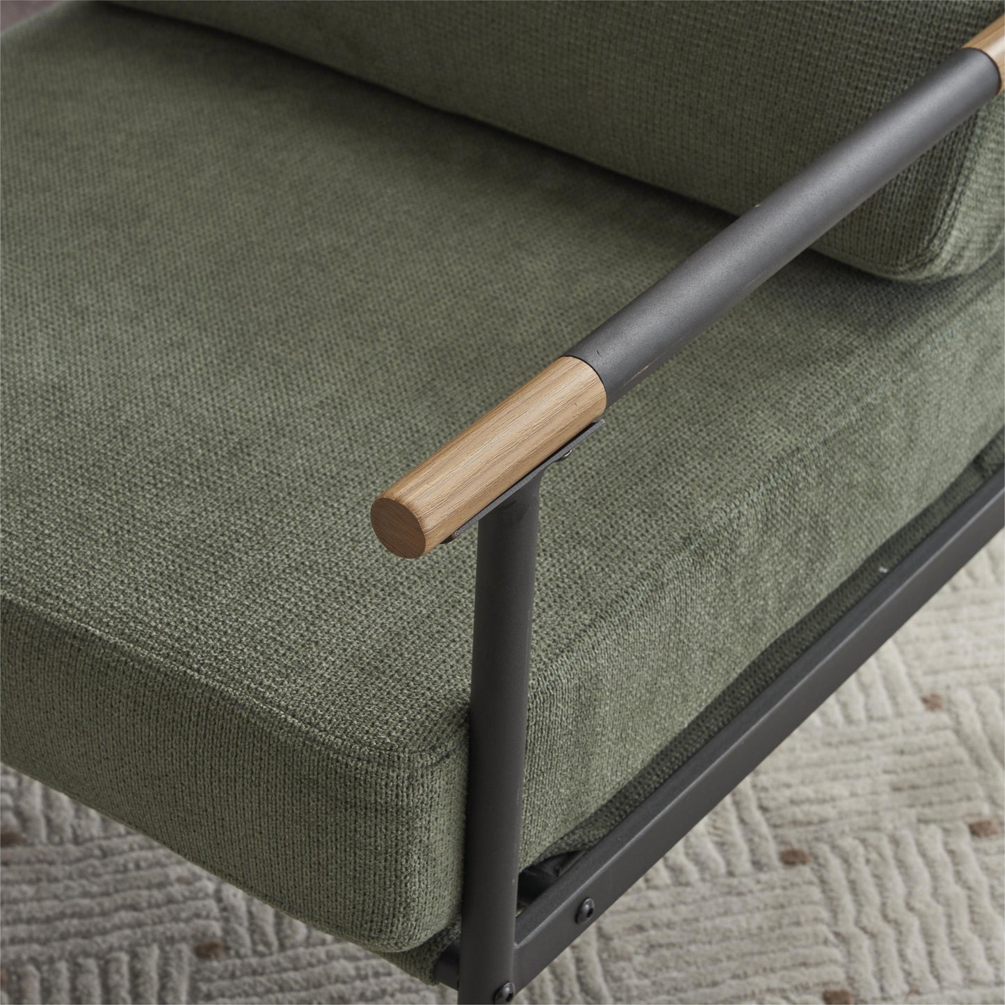 Moderner Mid-Century Loungesessel mit Stahlrahmen - Grün