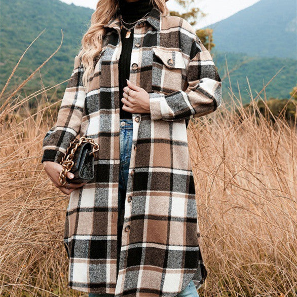 Chaqueta con botones hasta la rodilla a cuadros