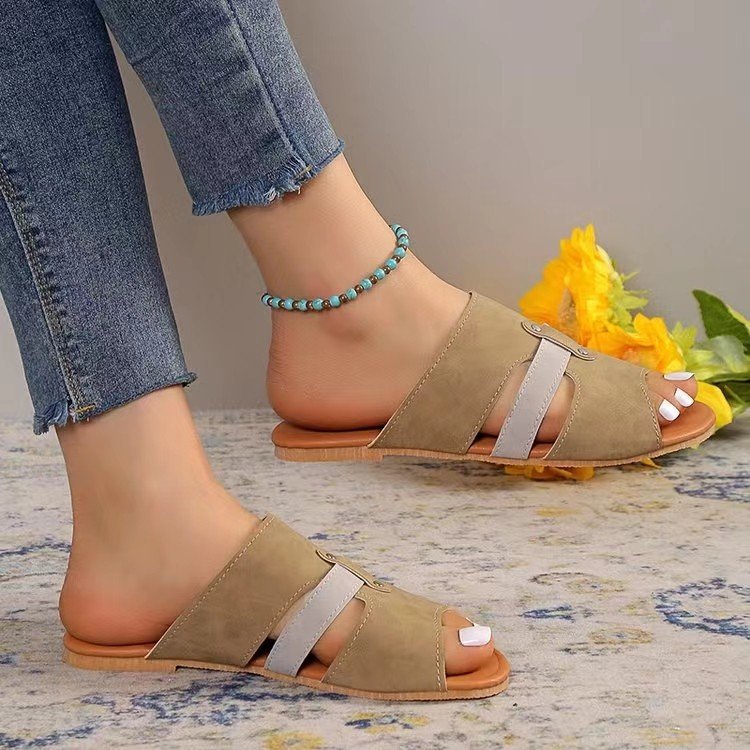 Anna Flat Color Block Sandals