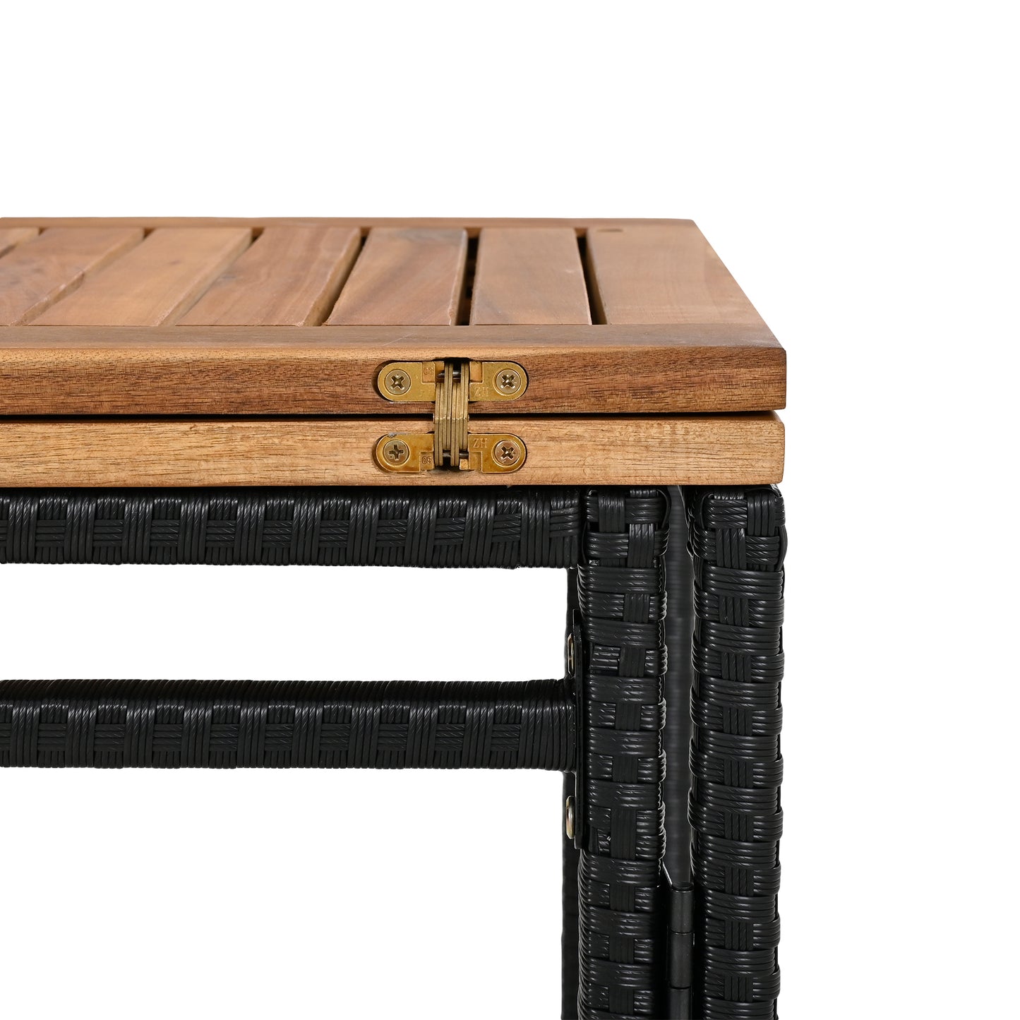 10-teiliger Outdoor-Bartisch aus Akazienholz mit acht gepolsterten Hockern, braun
