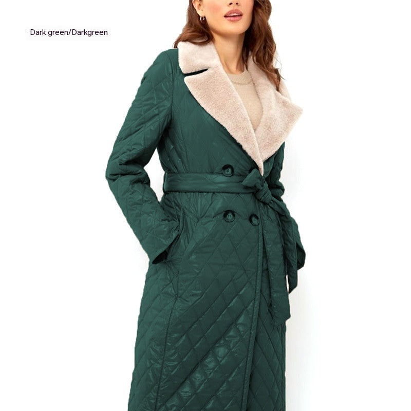 Chaqueta acolchada con solapa de forro polar para mujer