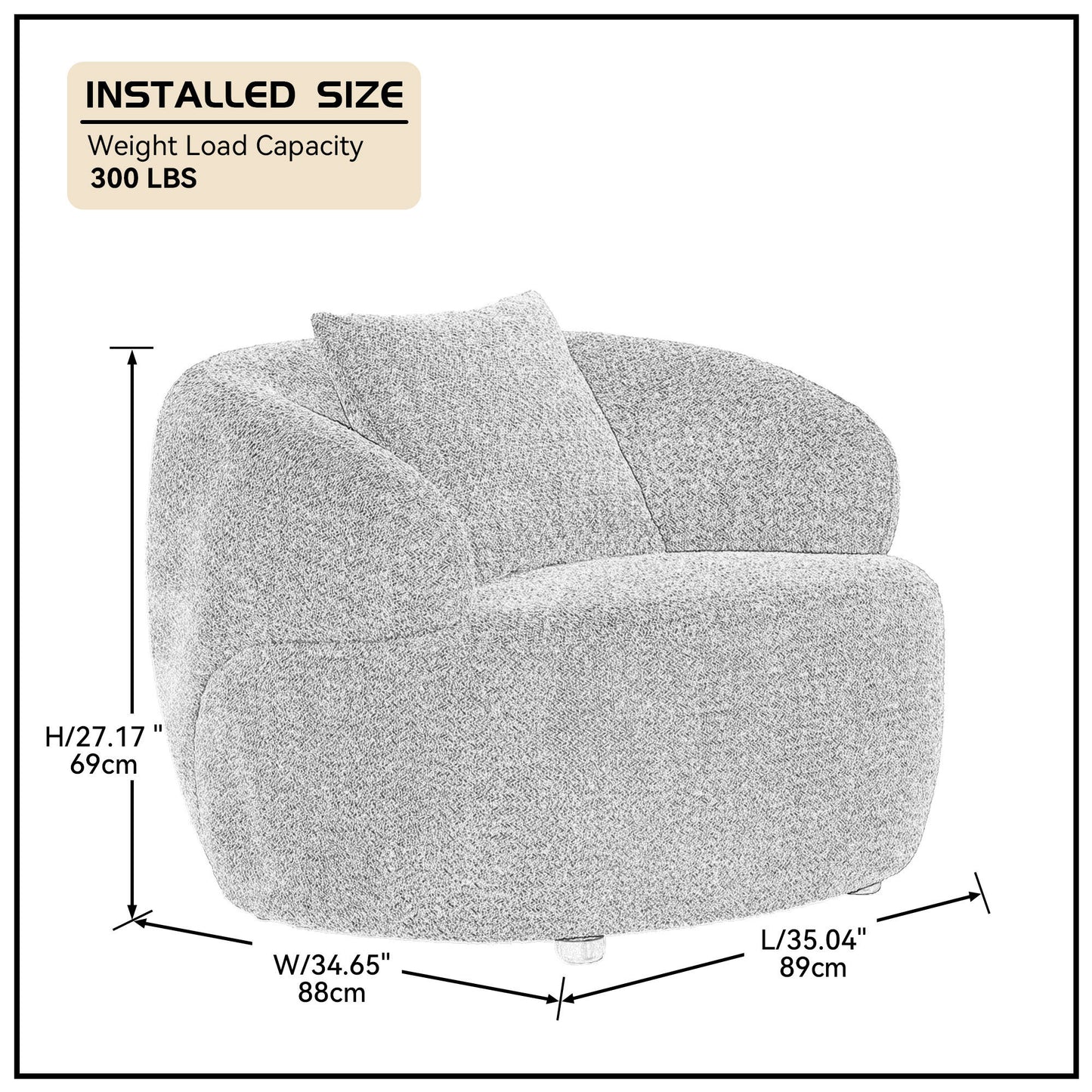360° Swivel Barrel Mid-Century Modern Curved Chair, Boucle Blue