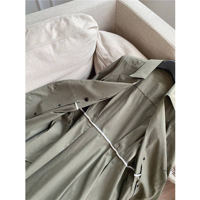 Gabardina Larga De Lino Verde