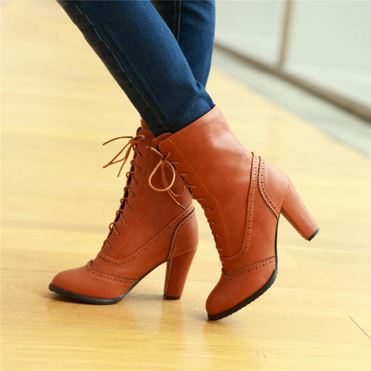 Damen-Oxford-Stiefel mit konischem Absatz