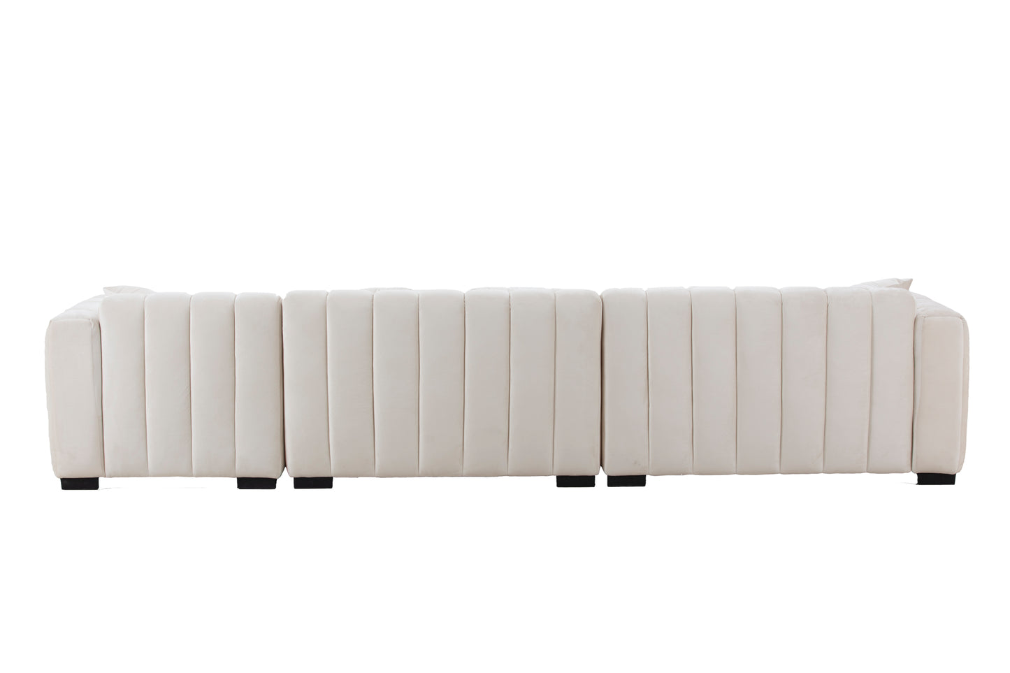 139'' Channel Tufted Sofa Velvet Upholstered Left Chaise Modular Sofa beige