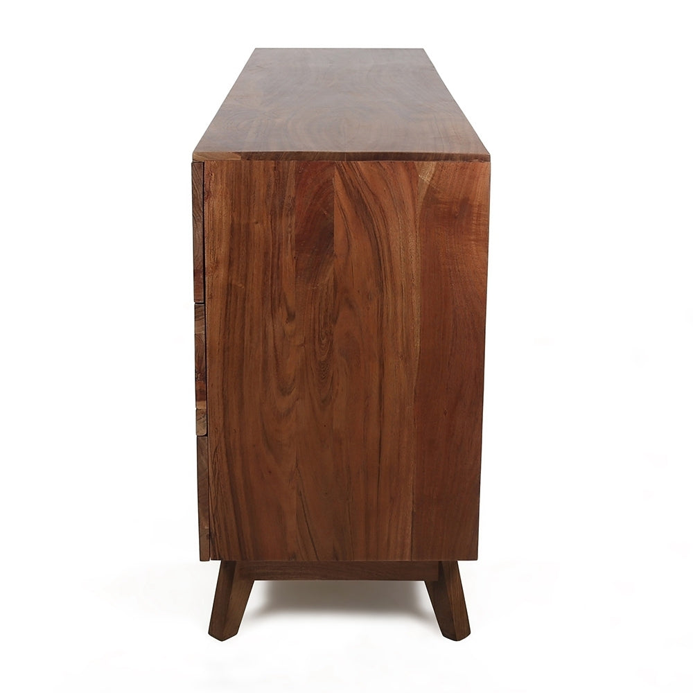 Kommode mit sechs Schubladen aus Akazienholz im Live Edge-Stil