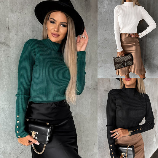 Mock Neck Ribbed Sweater