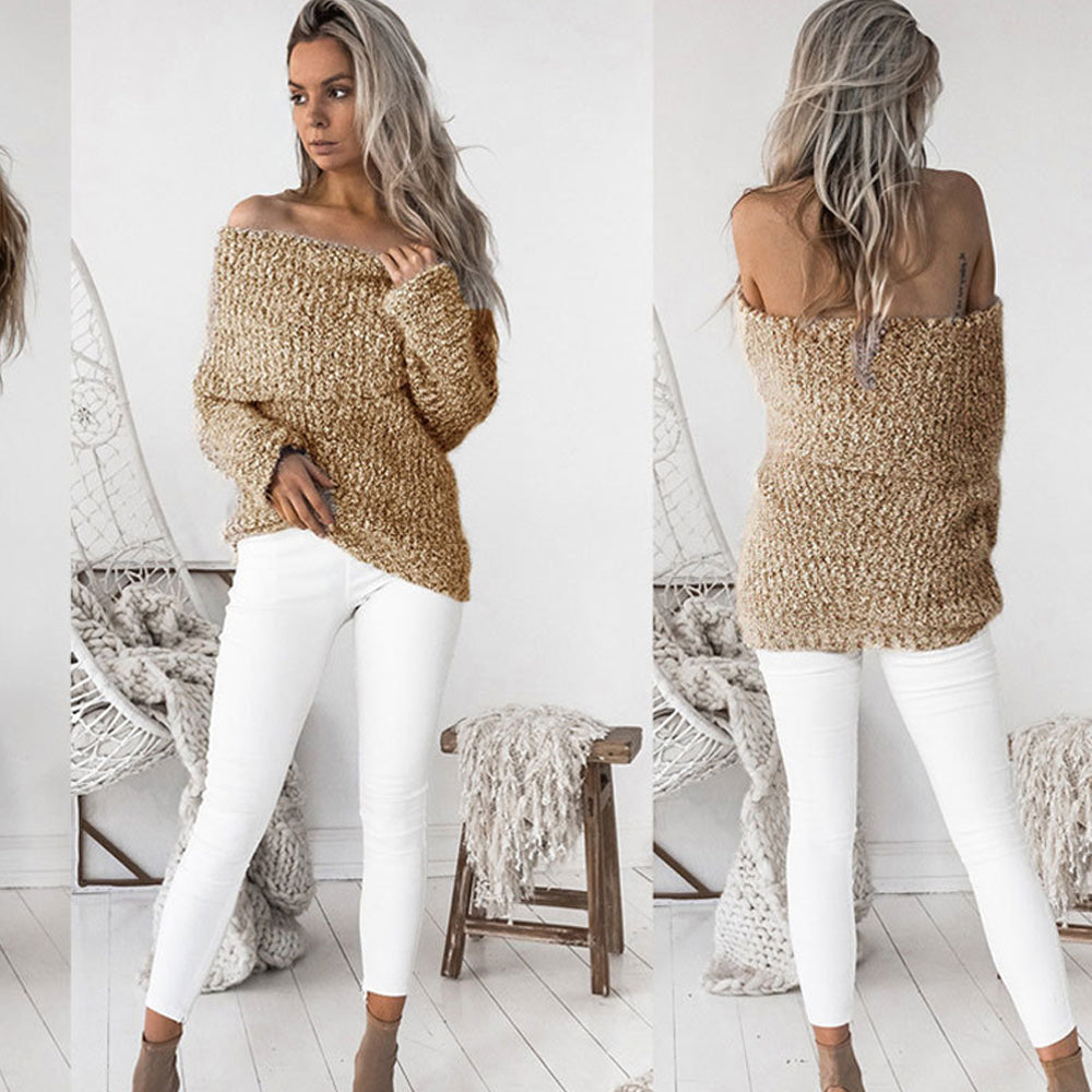 Knitted Off-Shoulder Sweater