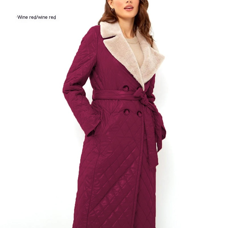Chaqueta acolchada con solapa de forro polar para mujer