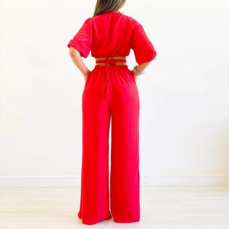Conjunto de pantalón y top corto fluorescente de verano