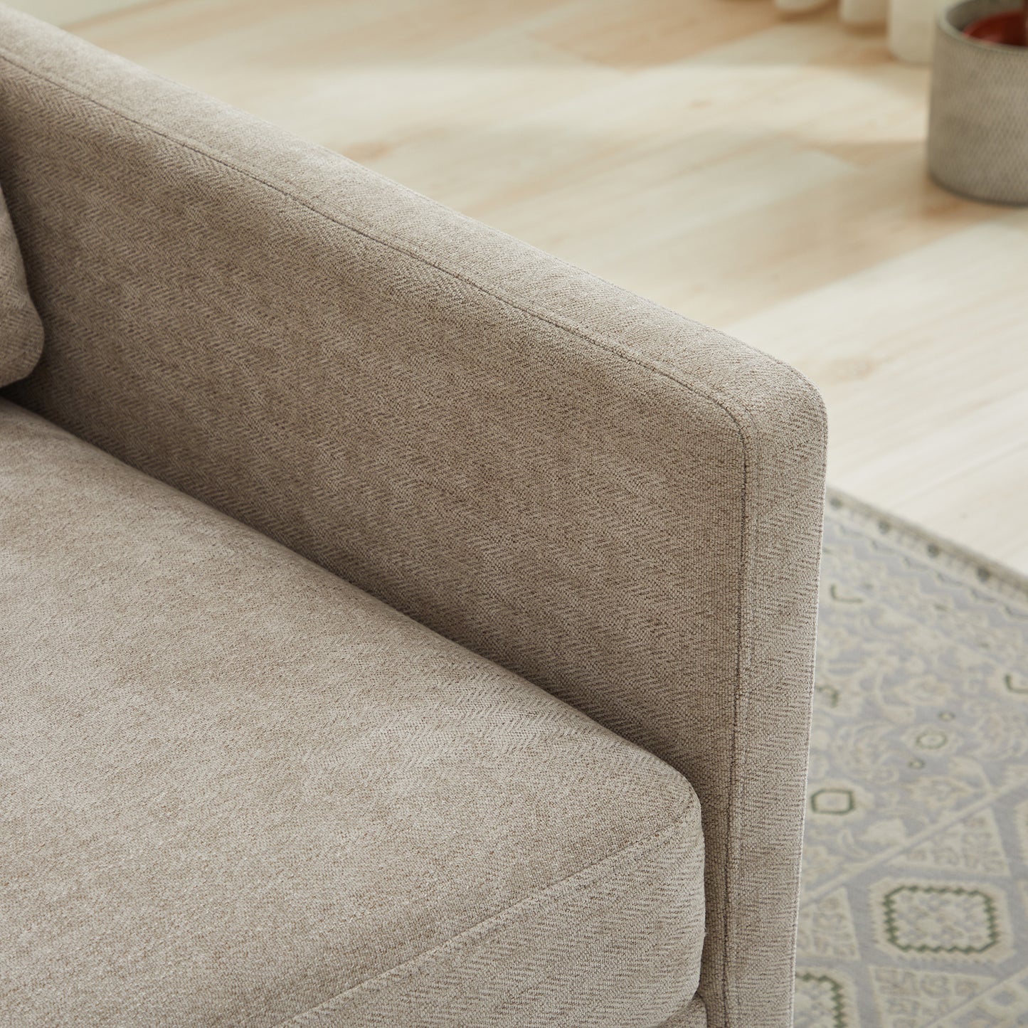 Taupe 360 Degree Rotating Square Upholstered Accent Chair - 30.7"W