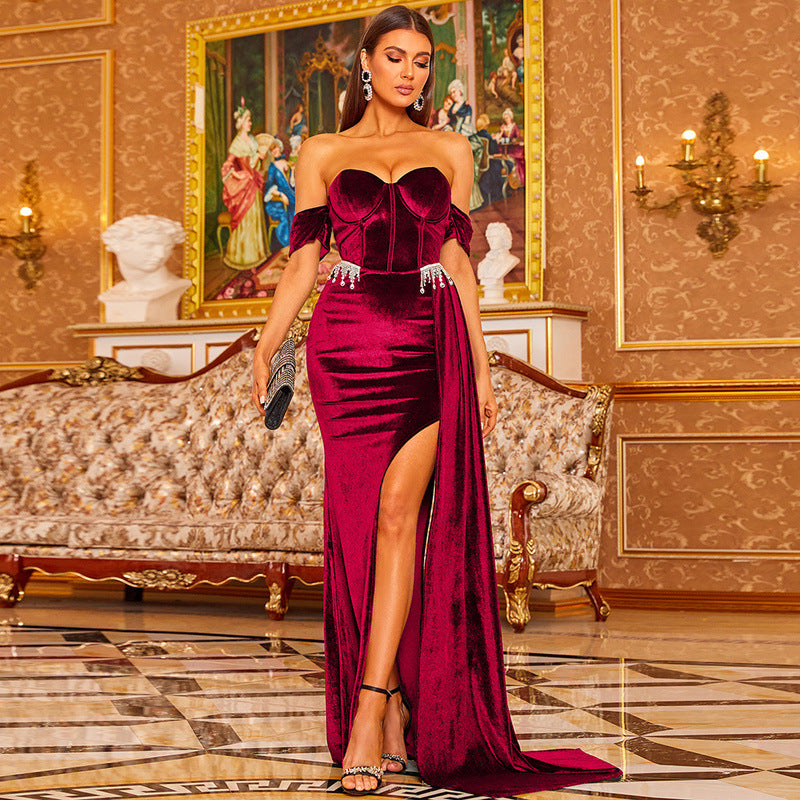 Valarie Velvet Strapless Dress Long Evening Gown