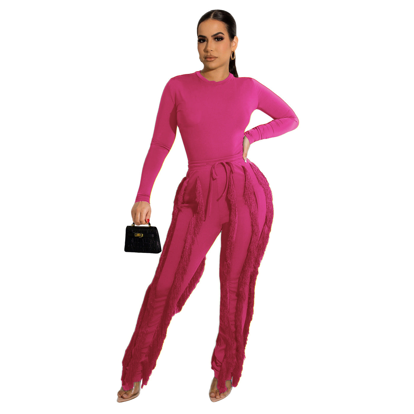 Tassel Two-piece Pants Outfit (8 Colors)