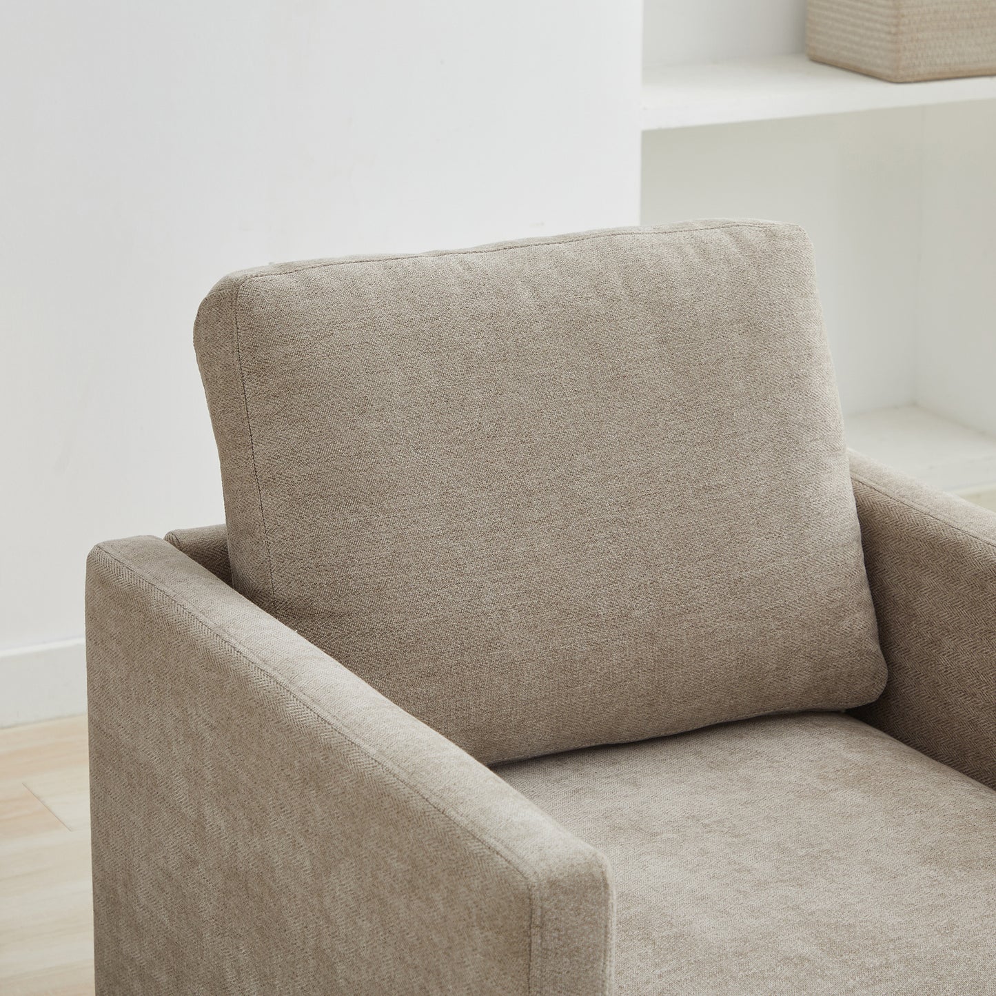 Taupe 360 Degree Rotating Square Upholstered Accent Chair - 30.7"W