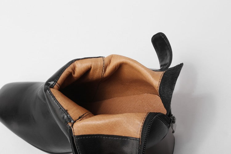 Stiefeletten aus Leder mit quadratischer Zehenpartie