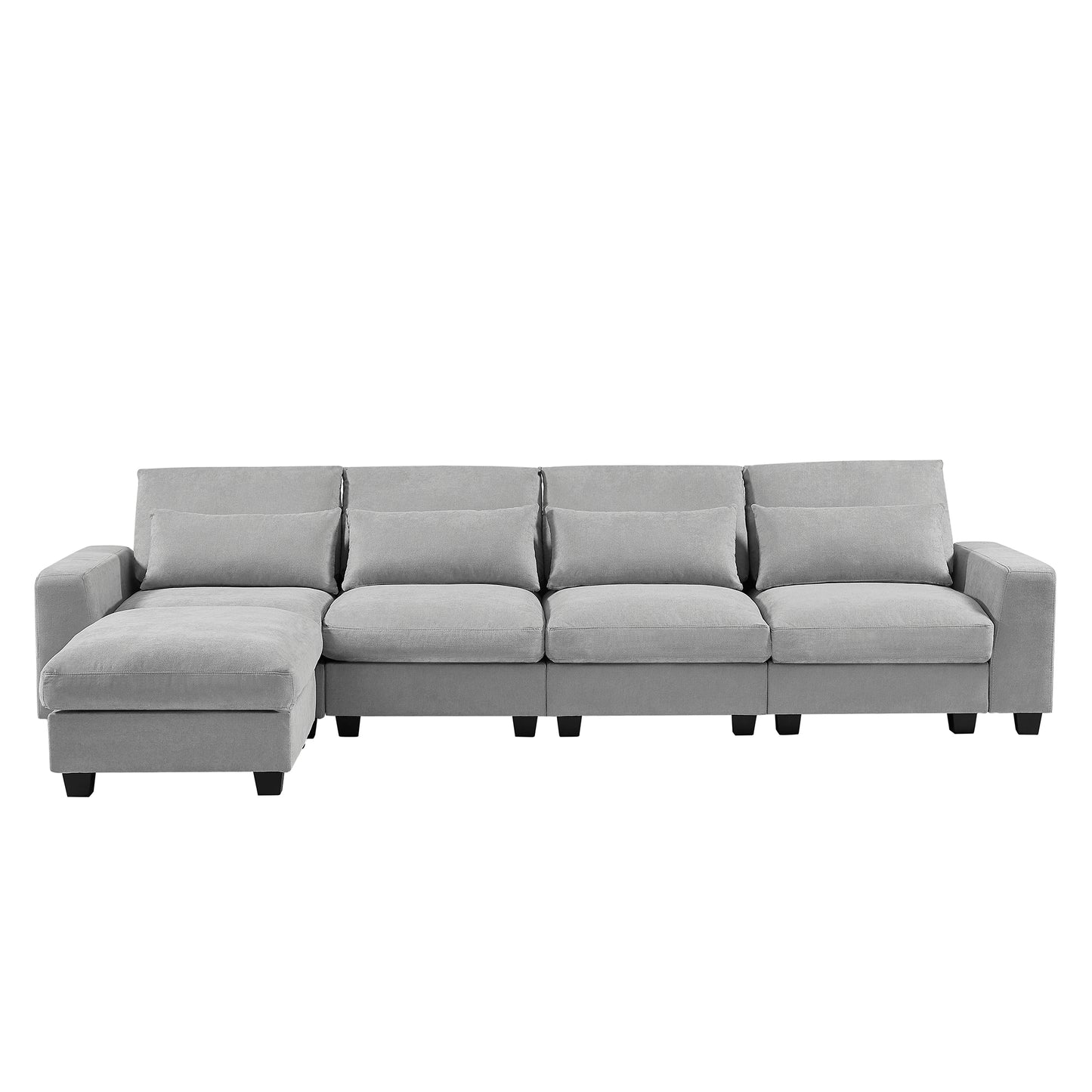 Light Grey Modern Large L-Shape Sectional Sofa, Convertible Sofa Couch with Reversible Chaise for Living Room
