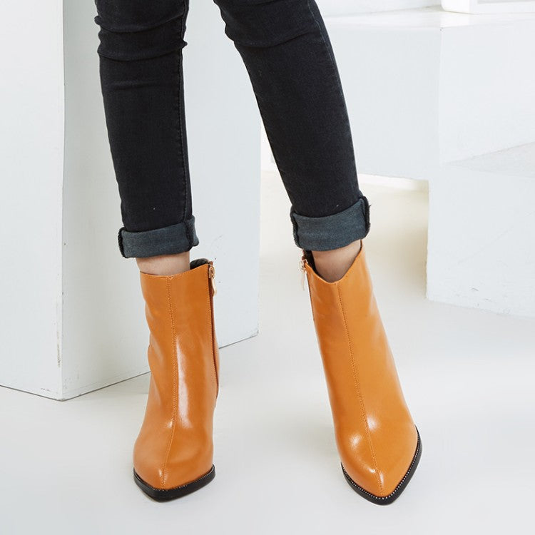 Goldene Stiefeletten mit ovalem Absatz (Farboptionen)